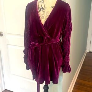 NWT Tularosa Tawney Velvet Mini Dress in Purple Wrap Long Sleeve - never worn.